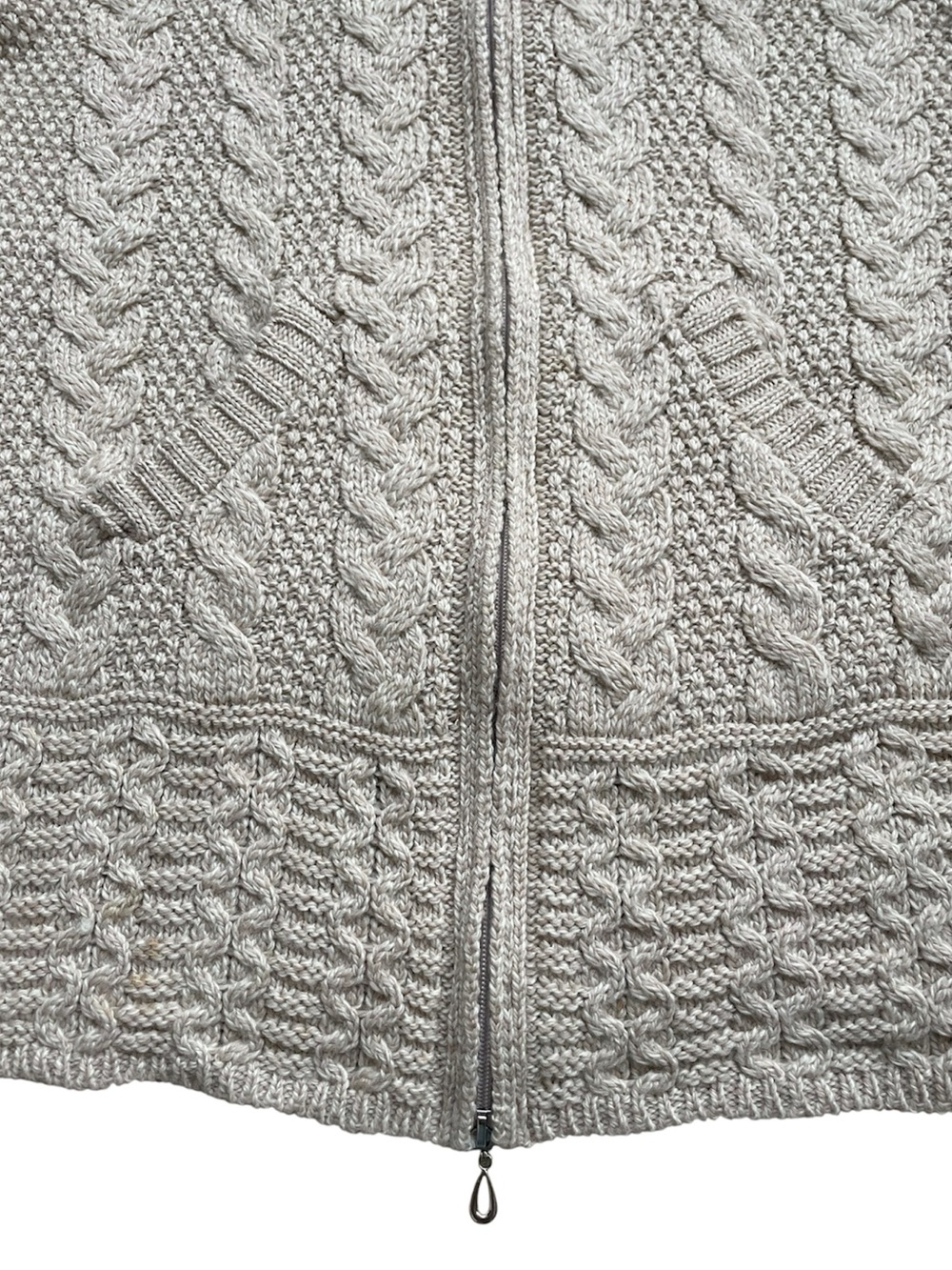 Aran Crafts Irish Merino Wool Hooded Cardigan Zipper Pull Cable Knit Celtic - Picture 8 of 12